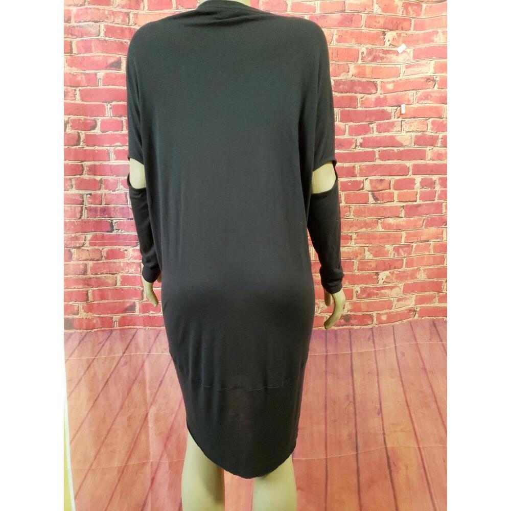 AllSaints HALE Long Sleeve washed black Women Shirt Dress cutouts elbows. Size M - Picture 2 of 10